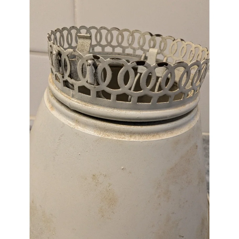 VINTAGE FRENCH WHITE METAL CLIP ON LAMP SHADE
